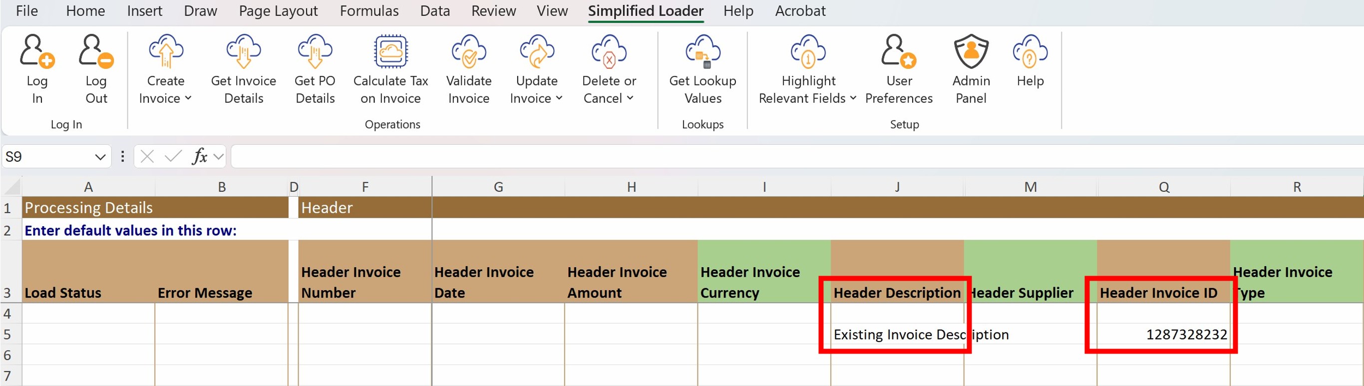 Simplified Loader - Update Transaction Existing Fields